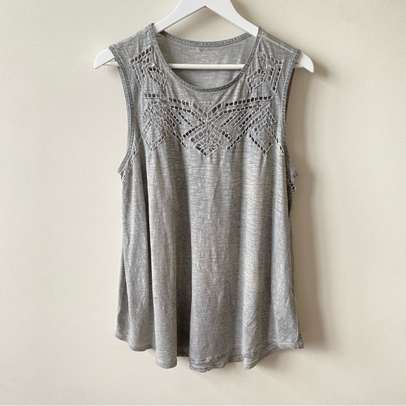 Soft Surroundings Gray Lace Flowy Tank Top Women’s Size Medium - Picture 1 of 6